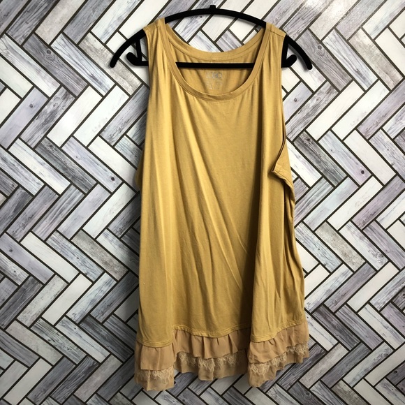 LOGO Ruffle & Lace Tank Top Tunic Blouse